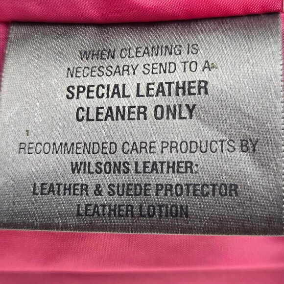 Vintage Wilson's Leather Sz Medium Bright Pink Leather Jacket Zip Front Pintuck - Picture 12 of 14